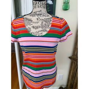 Lauren Ralph Lauren Striped Colorful Short Sleeve T Shirt